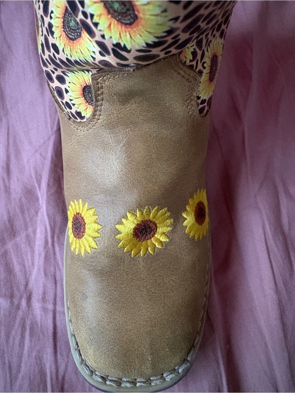 Twister Brown and Yellow Sunflower Kids Boots - Picture 10 of 11